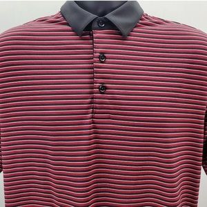 Callaway Opti Dry Men’s Medium Size Short Sleeve Golf Polo Striped Shirt Red